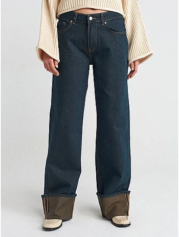 Jeans in denim di cotone a gamba ampia a vita media dilvin