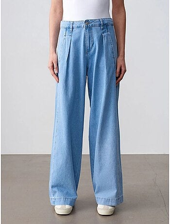 Jeans in denim di cotone a gamba ampia e vita alta dilvin