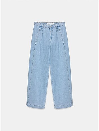 Jeans in denim di cotone a gamba ampia e vita alta dilvin