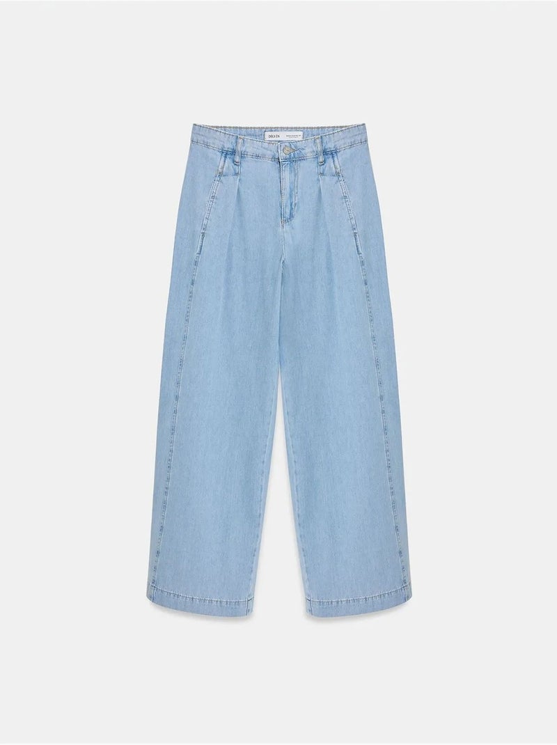 Jeans in denim di cotone a gamba ampia e vita alta dilvin Blu zaffiro - Kiabi