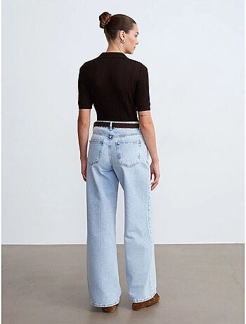 Jeans in denim di cotone a vita alta a gamba ampia dilvin