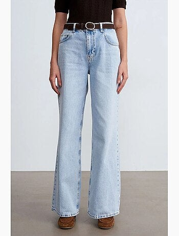 Jeans in denim di cotone a vita alta a gamba ampia dilvin