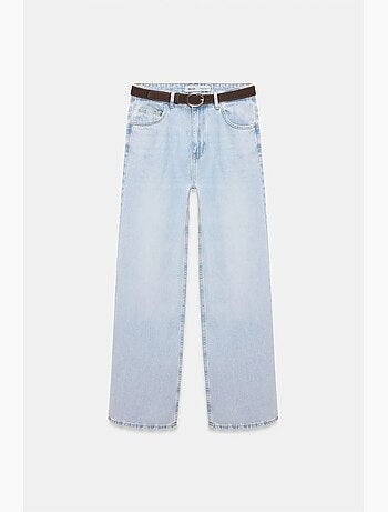 Jeans in denim di cotone a vita alta a gamba ampia dilvin