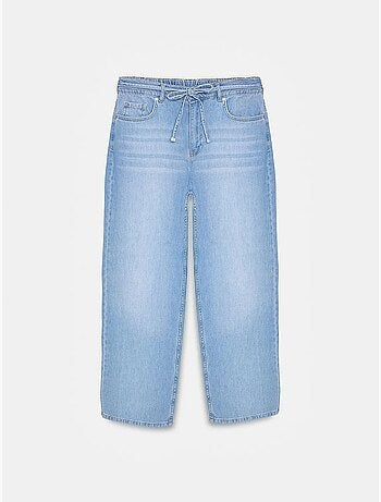 Jeans in denim di cotone a vita alta a gamba ampia dilvin