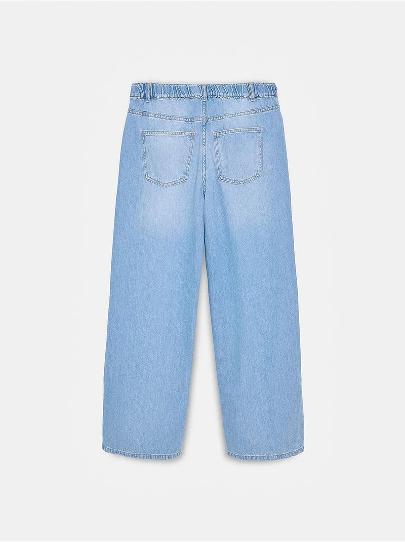 Jeans in denim di cotone a vita alta a gamba ampia dilvin Blu zaffiro - Kiabi