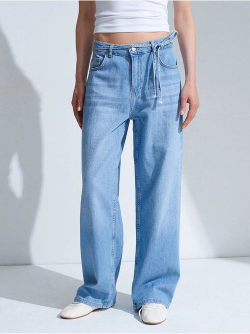 Jeans in denim di cotone a vita alta a gamba ampia dilvin - Kiabi Jeans in denim di cotone a vita alta a gamba ampia dilvin - Kiabi