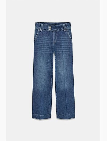 Jeans in denim di cotone a vita alta a gamba ampia dilvin