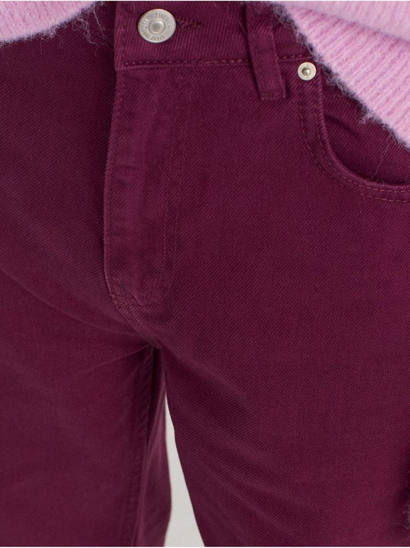 Jeans in denim di cotone a vita alta a gamba ampia dilvin Rosso bordeaux - Kiabi