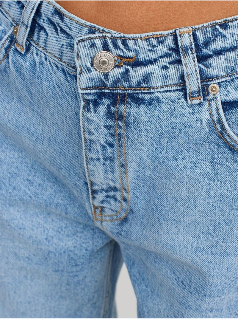 Jeans in denim di cotone a vita alta a gamba dritta dilvin Blu zaffiro - Kiabi