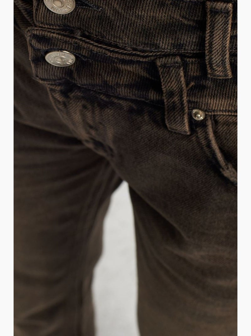 Jeans in denim di cotone a vita alta a gamba dritta dilvin Grigio scuro - Kiabi