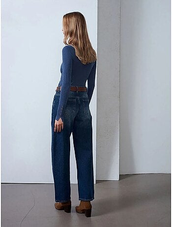 Jeans in denim di cotone a vita alta e gamba ampia dilvin