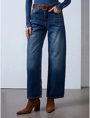Jeans in denim di cotone a vita alta e gamba ampia dilvin