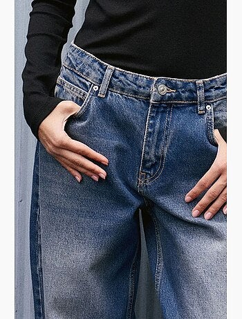 Jeans in denim di cotone a vita alta e gamba ampia dilvin