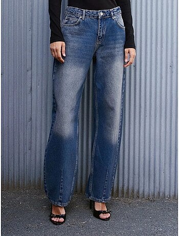 Jeans in denim di cotone a vita alta e gamba ampia dilvin