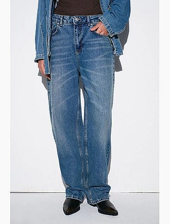 Jeans in denim di cotone a vita alta e gamba ampia dilvin