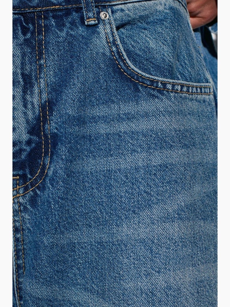 Jeans in denim di cotone a vita alta e gamba ampia dilvin Blu zaffiro - Kiabi