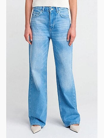 Jeans in denim di cotone a vita alta e gamba ampia dilvin