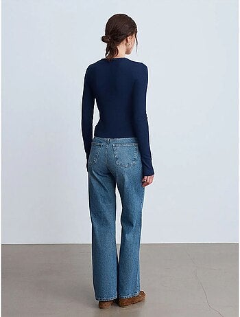 Jeans in denim di cotone a vita alta e gamba ampia dilvin