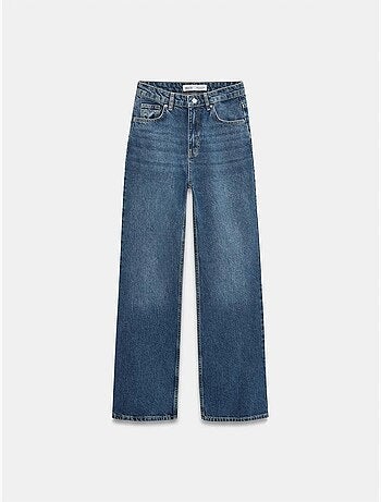 Jeans in denim di cotone a vita alta e gamba ampia dilvin