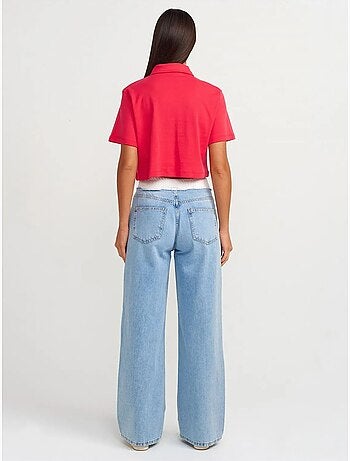 Jeans in denim di cotone a vita alta e gamba ampia dilvin