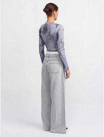 Jeans in denim di cotone a vita alta e gamba ampia dilvin