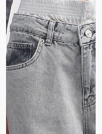 Jeans in denim di cotone a vita alta e gamba ampia dilvin