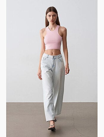 Jeans in denim di cotone a vita bassa a gamba ampia dilvin