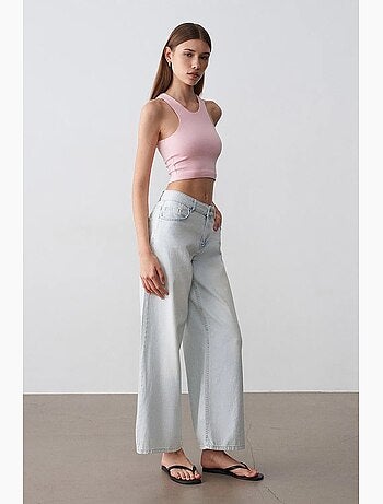 Jeans in denim di cotone a vita bassa a gamba ampia dilvin