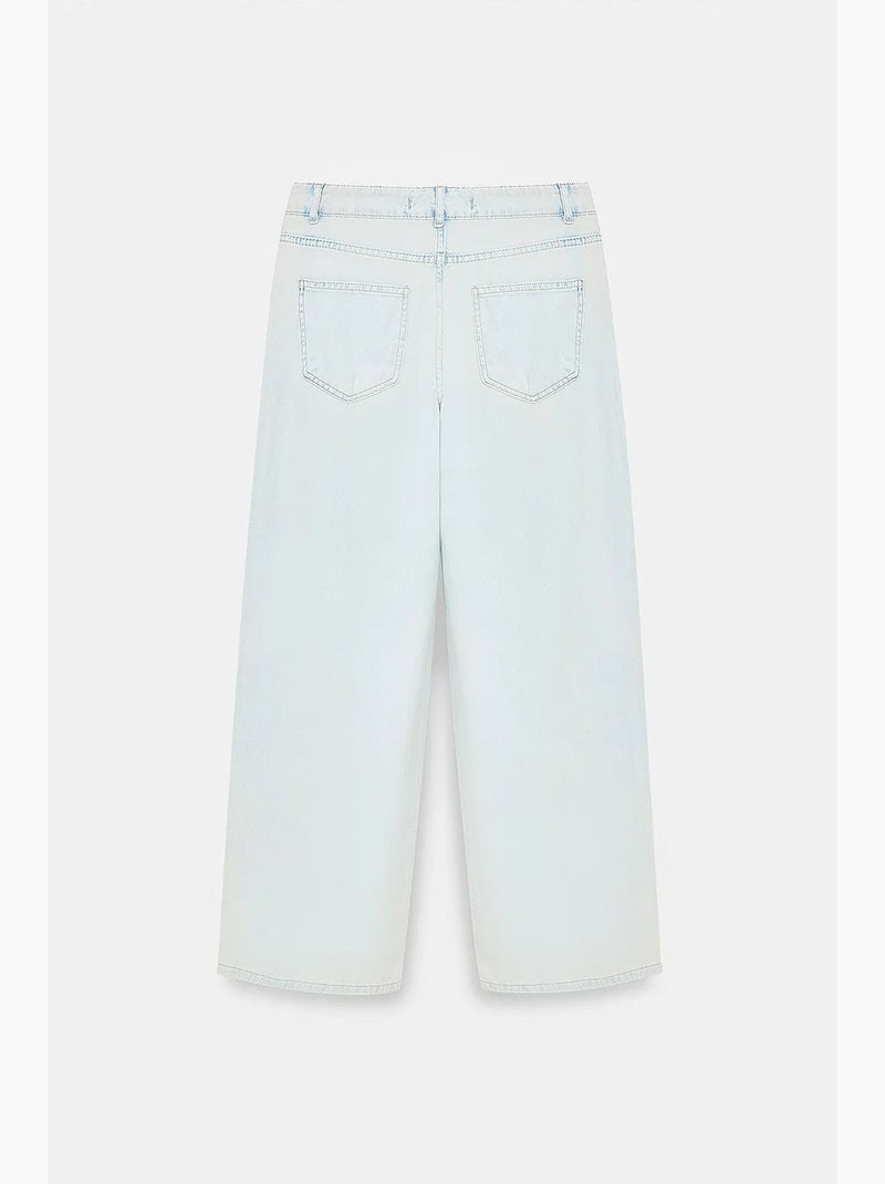 Jeans in denim di cotone a vita bassa a gamba ampia dilvin Blu chiaro - Kiabi