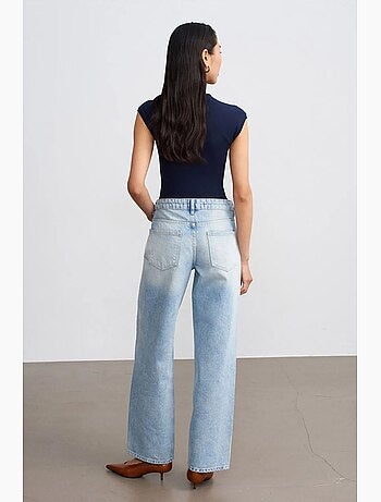 Jeans in denim di cotone a vita bassa a gamba dritta dilvin