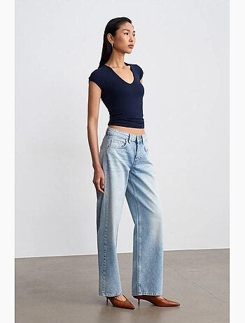 Jeans in denim di cotone a vita bassa a gamba dritta dilvin