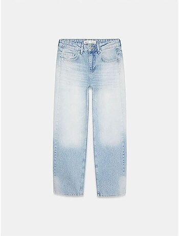 Jeans in denim di cotone a vita bassa a gamba dritta dilvin