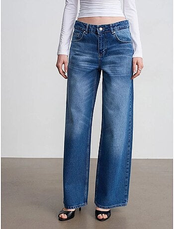 Jeans in denim di cotone a vita bassa e gamba ampia dilvin