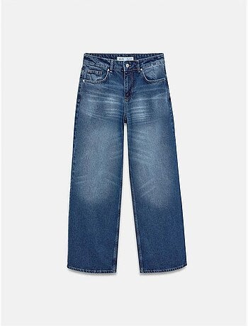 Jeans in denim di cotone a vita bassa e gamba ampia dilvin