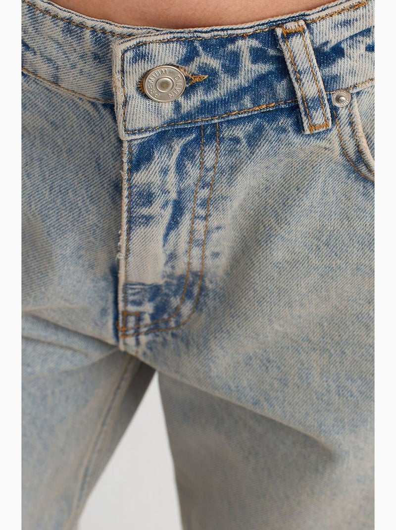 Jeans in denim di cotone a vita media a gamba ampia dilvin Blu chiaro - Kiabi