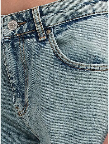 Jeans in denim di cotone a vita media a gamba dritta dilvin