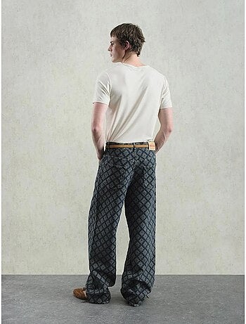 Jeans in denim stampato a vestibilità baggy giesto