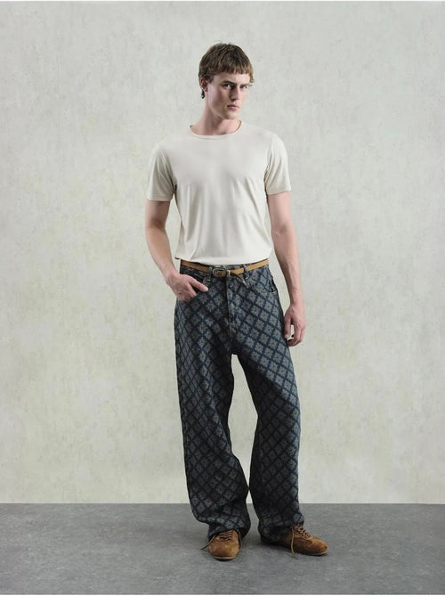 Jeans in denim stampato a vestibilità baggy giesto - Kiabi Jeans in denim stampato a vestibilità baggy giesto - Kiabi