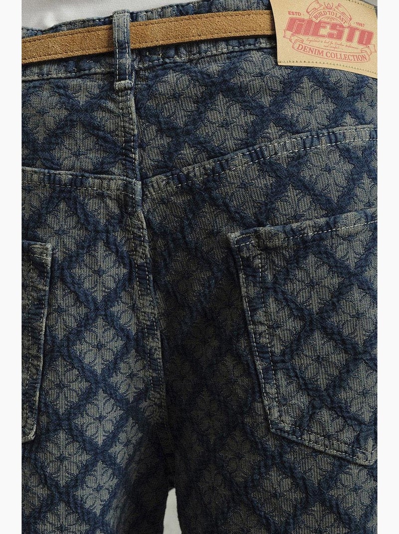 Jeans in denim stampato a vestibilità baggy giesto Blu marino - Kiabi
