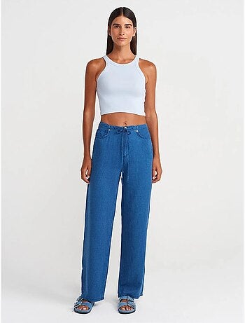 Jeans in tencel a vita media a gamba ampia a righe dilvin