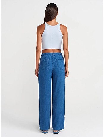 Jeans in tencel a vita media a gamba ampia a righe dilvin