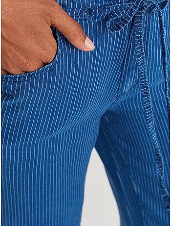 Jeans in tencel a vita media a gamba ampia a righe dilvin