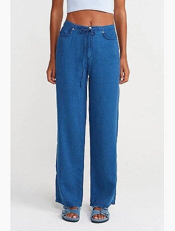 Jeans in tencel a vita media a gamba ampia a righe dilvin