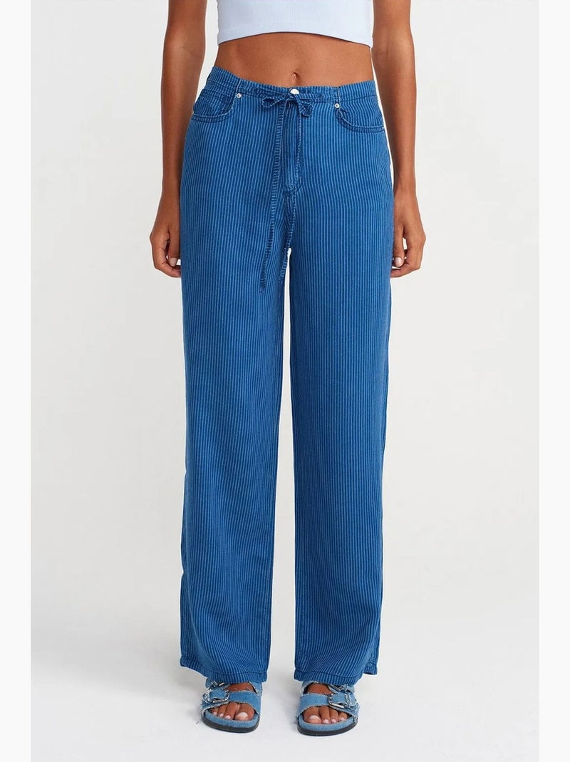 Jeans in tencel a vita media a gamba ampia a righe dilvin Blu zaffiro - Kiabi