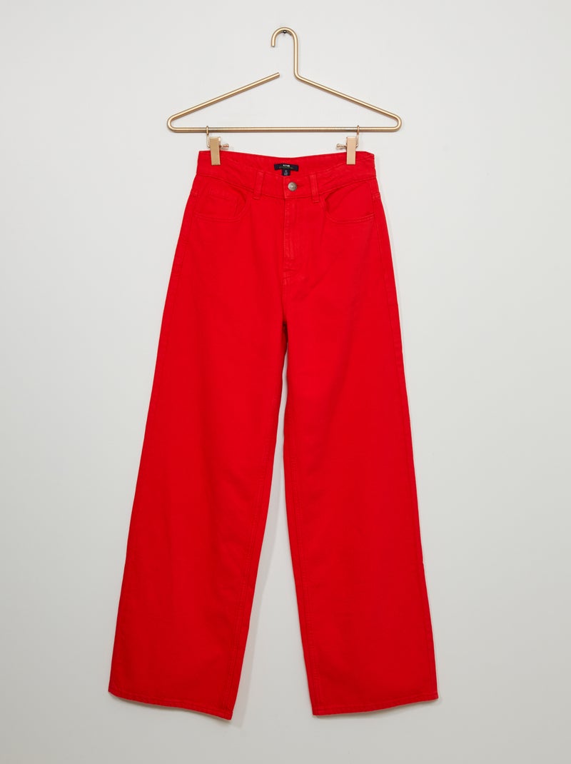 Jeans larghi a palazzo rosso melange - Kiabi