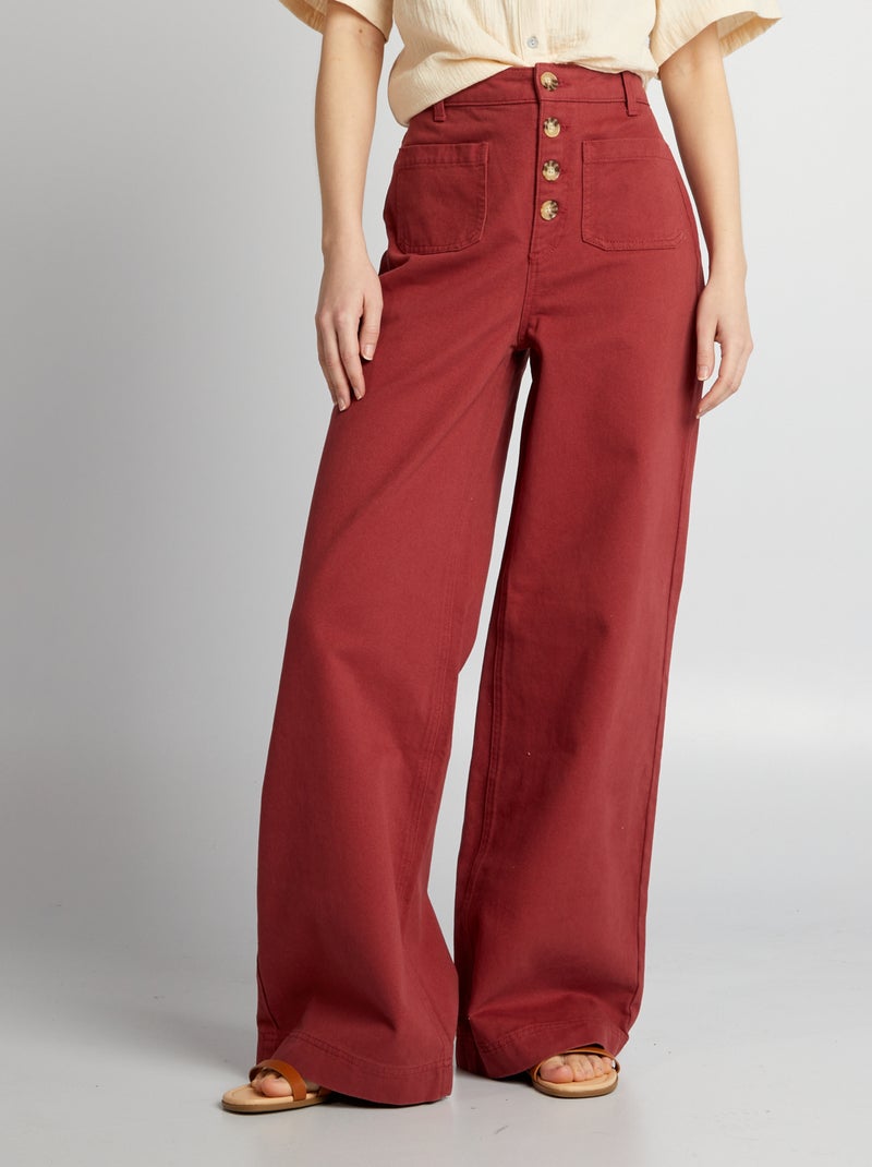 Jeans larghi a vita alta - L32 ROSSO - Kiabi