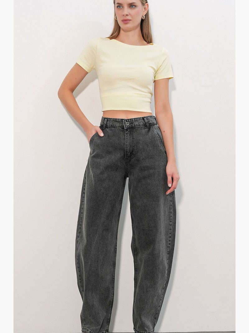 Jeans larghi a vita alta bdart Grigio scuro - Kiabi