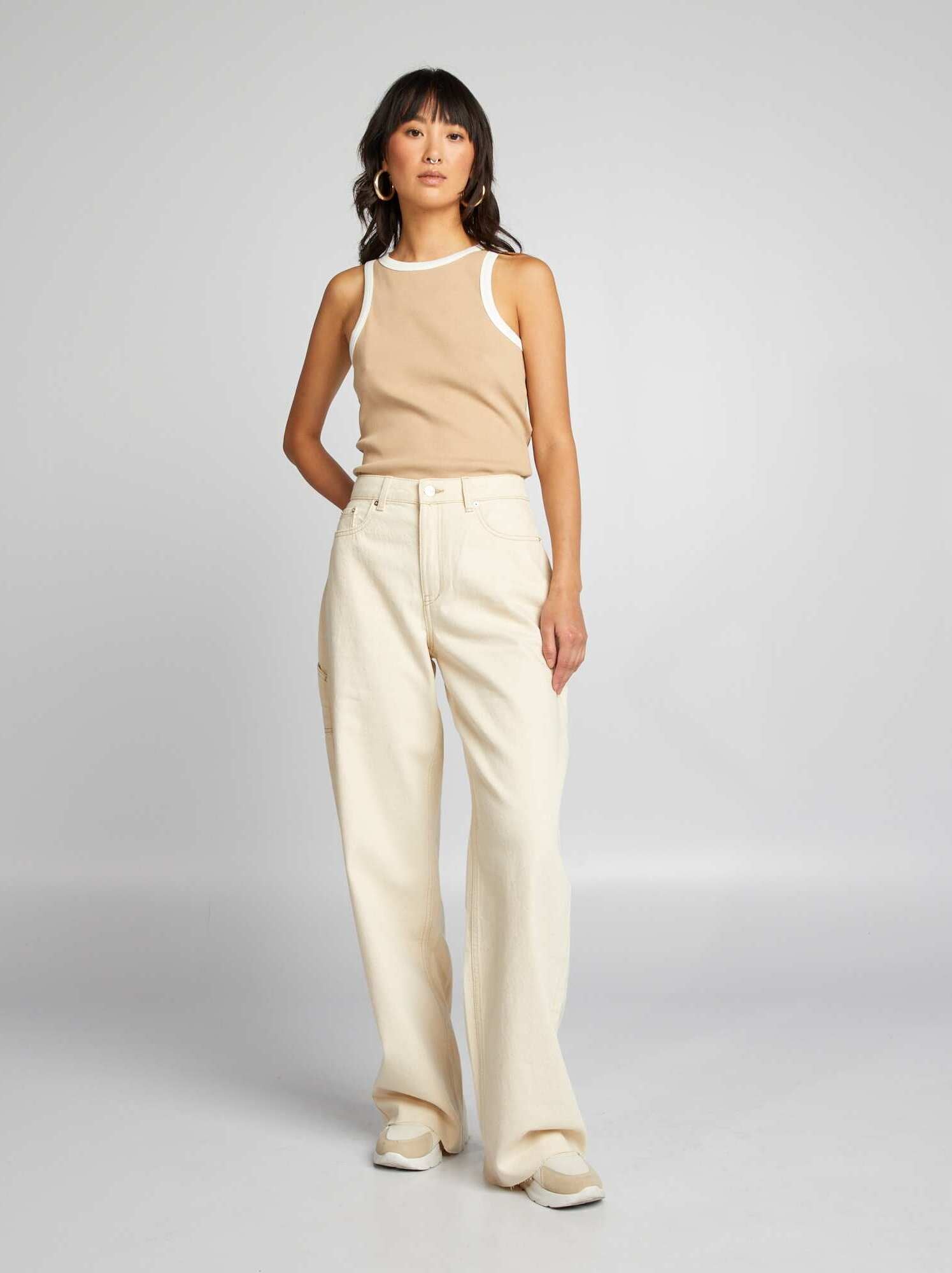 Jeans beige vita alta outlet