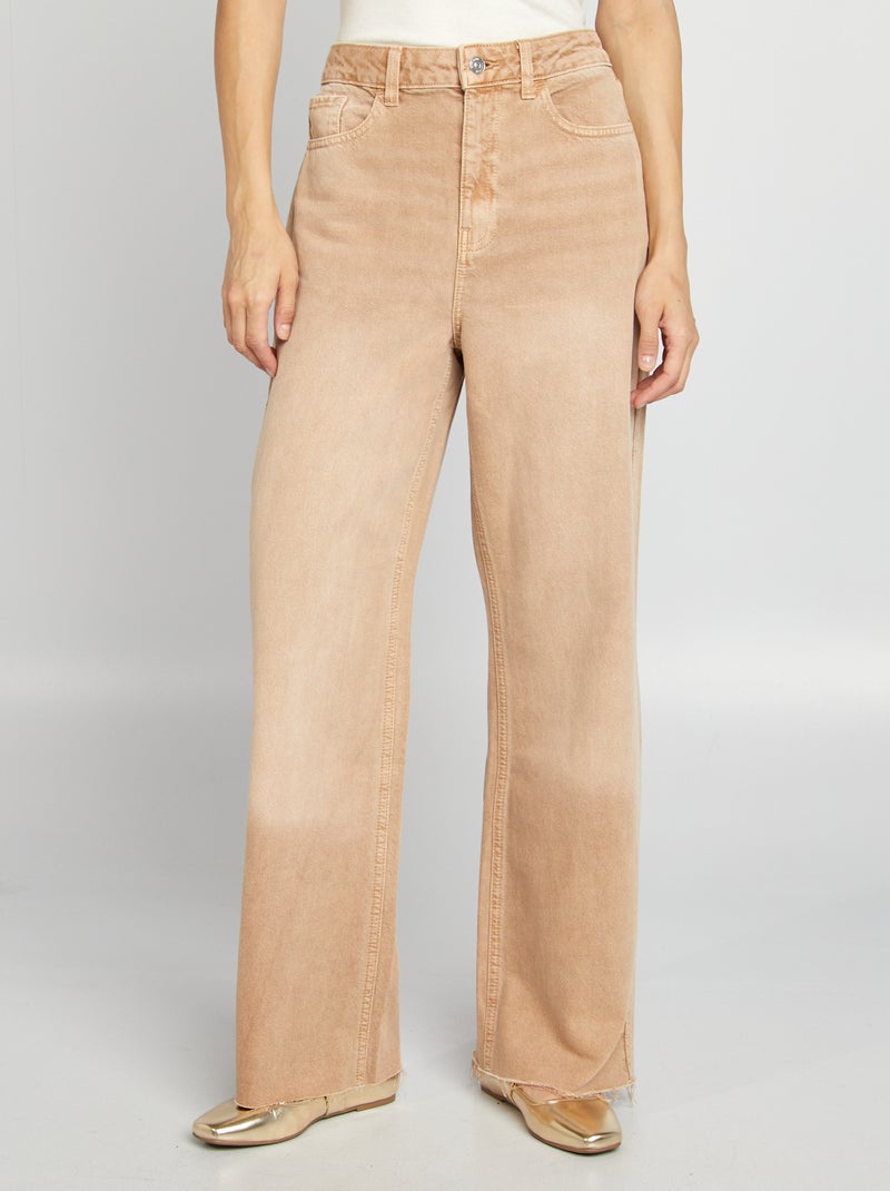 Jeans larghi a vita alta BEIGE - Kiabi
