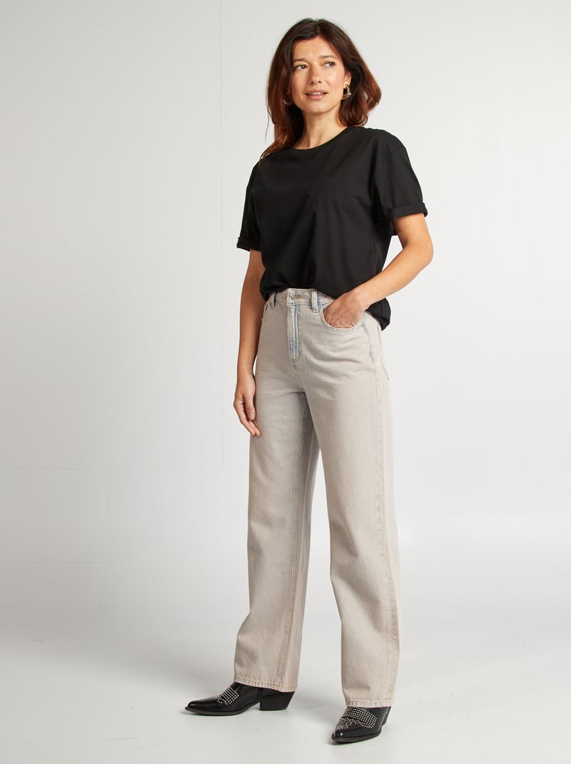 Jeans larghi a vita alta BLU - Kiabi